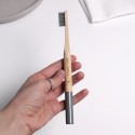 Бамбуковая зубная щетка с круглой ручкой серая
