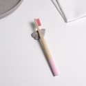 Бамбуковая зубная щетка с круглой ручкой розовая