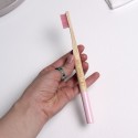 Бамбуковая зубная щетка с круглой ручкой розовая