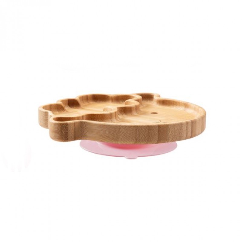 Бамбуковая тарелка "Барашек" для детей, с розовой присоской