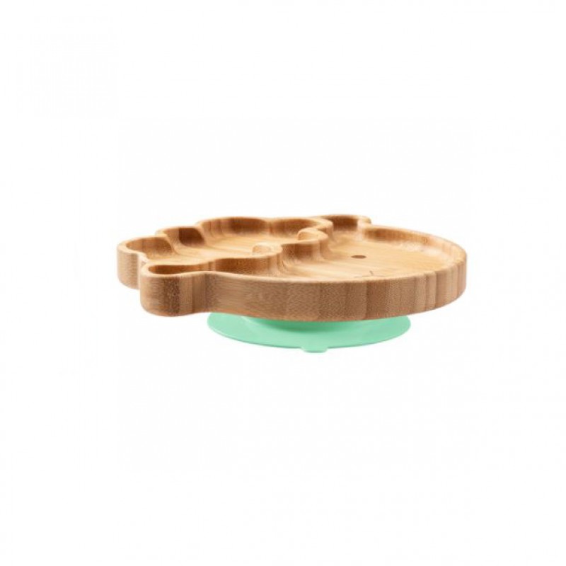 Бамбуковая тарелка "Барашек" для детей, с зеленой присоской
