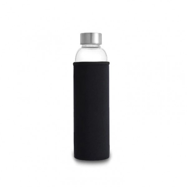 Стеклянная бутылка в черном чехле, 360 мл
