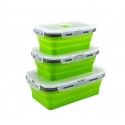 Складной силиконовый контейнер для еды, ланч-бокс, 1200 мл, зеленый
