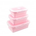 Складной силиконовый контейнер для еды, ланч-бокс, 350 мл, розовый