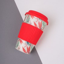 Багаторазова бамбукова чашка "Red Flowers", 400 мл Багаторазова бамбукова чашка "Red Flowers", 400 мл