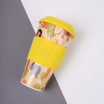 Багаторазова бамбукова чашка "Yellow Animals", 450 мл Багаторазова бамбукова чашка "Yellow Animals", 450 мл