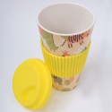 Багаторазова бамбукова чашка "Yellow Animals", 450 мл