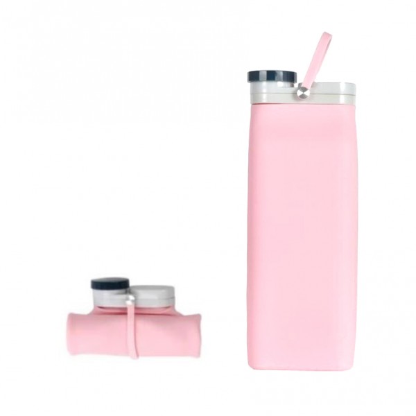 Багаторазова складна пляшка для води, рожева, 600 мл