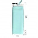 Многоразовая складная бутылка для воды, голубая, 600 мл
