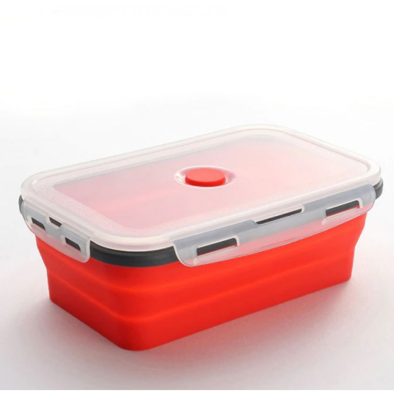 Складной силиконовый контейнер для еды, ланч-бокс, 350 мл, красный