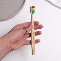 Бамбуковая зубная щетка с плоской ручкой, радужная