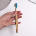 Бамбуковая зубная щетка с плоской ручкой, синяя