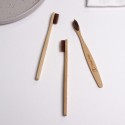 Бамбуковая зубная щетка с плоской ручкой, коричневая