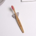 Бамбуковая зубная щетка с плоской ручкой, розовая