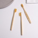 Бамбуковая зубная щетка с плоской ручкой, желтая