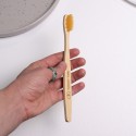 Бамбуковая зубная щетка с плоской ручкой, желтая