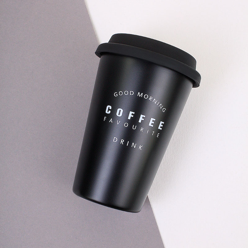 Многоразовая чашка из нержавеющей стали "Coffee", 350 мл, черная