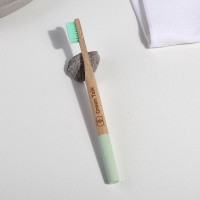 Бамбуковая зубная щетка с круглой ручкой, голубая