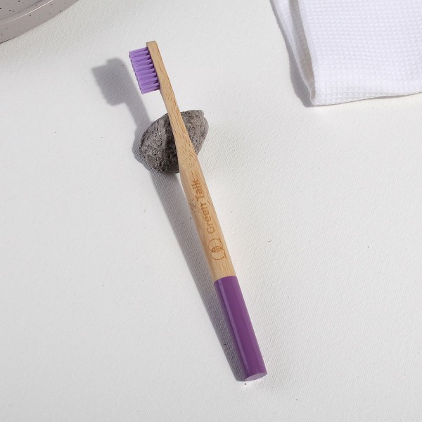 Бамбукова зубна щітка з круглою ручкою, фіолетова