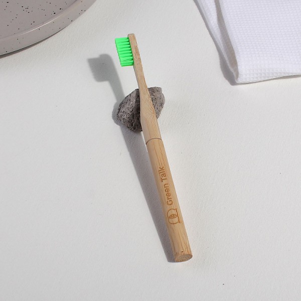 Бамбукова зубна щітка зі змінною насадкою, зелена