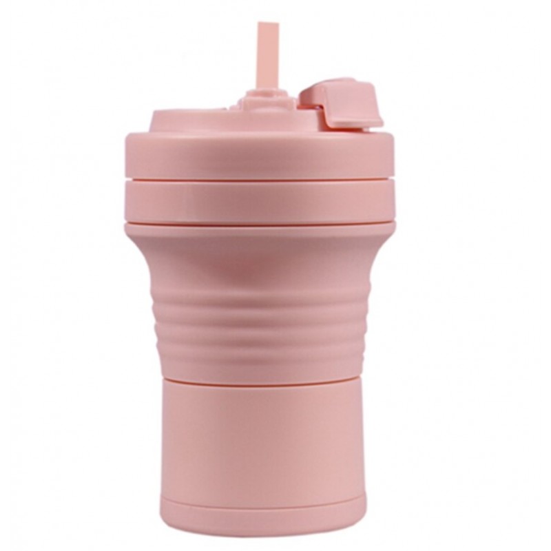 Многоразовая складная чашка розовая 550 мл