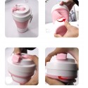 Многоразовая складная чашка розовая 550 мл