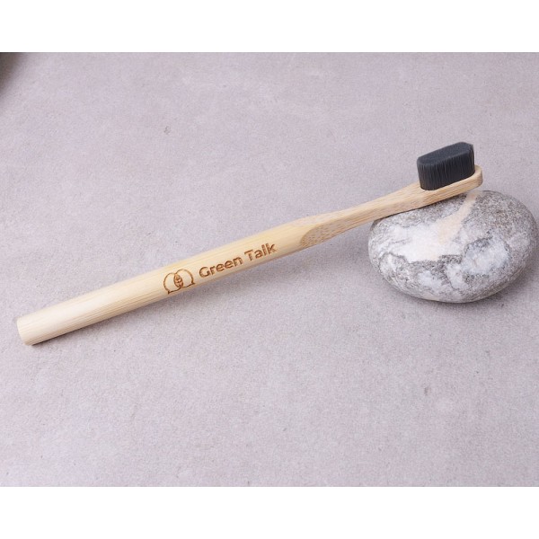 Бамбукова зубна щітка з круглою ручкою, сіра