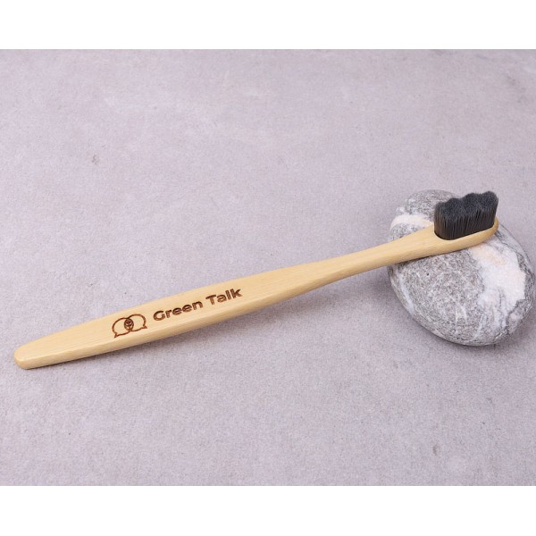 Бамбукова зубна щітка з плоскою ручкою, сіра