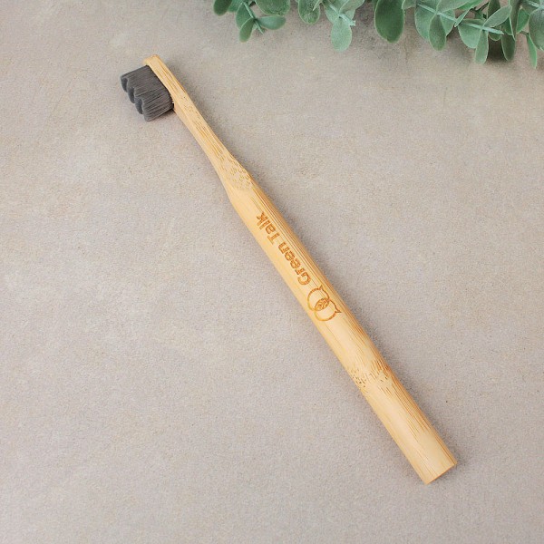 Бамбукова зубна щітка з круглою ручкою, сіра