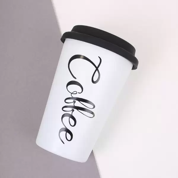 Многоразовая чашка из нержавеющей стали "Coffee", 350 мл, белая